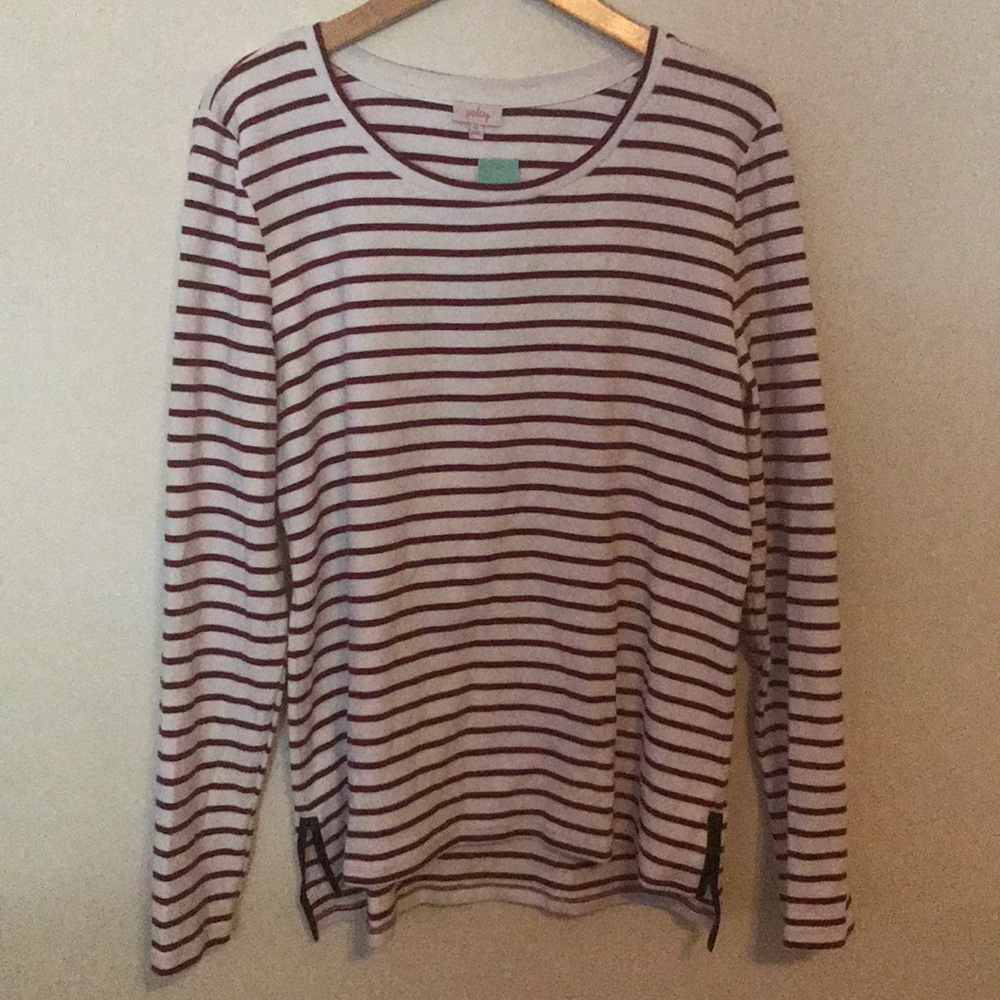 **Pixley XXL white/burgundy long sleeve top**